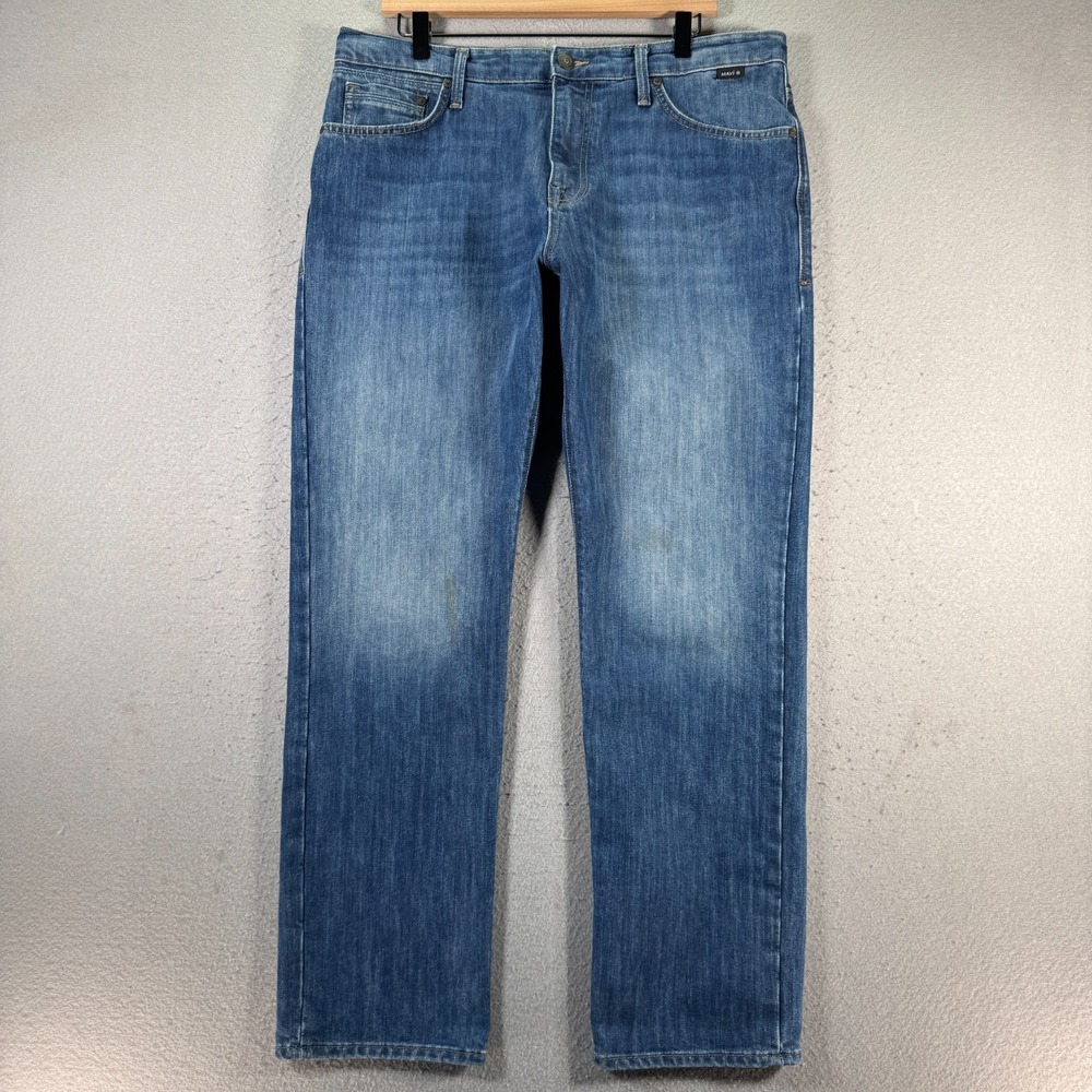 Mavi Matt Jeans Mens 35x32 Blue Lightwash Relaxed‎ Straight Leg Denim Comfort